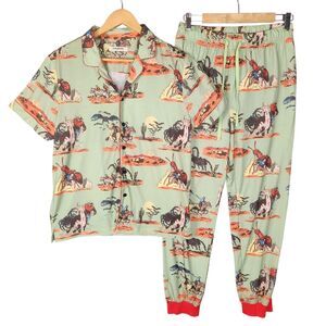 Future Monsters Spooky Western Pajama Set Unisex Small Green Retro Novelty